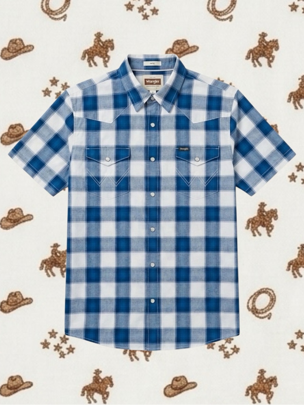 Wrangler Retro Classic Western Eclectic Grandpa Rockabilly 100% Cotton Shirt M